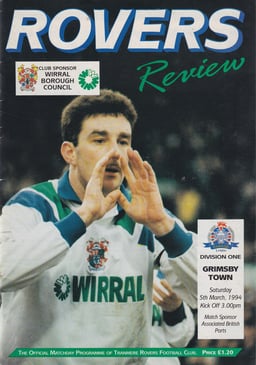 Tranmere Rovers v Grimsby Town Match Programme 1994-03-05